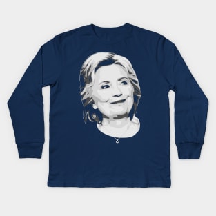 Hillary Clinton Black and White Kids Long Sleeve T-Shirt